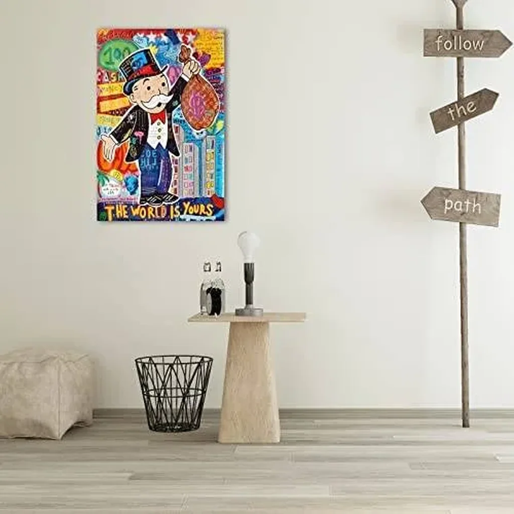 ALAYRA Graffiti Wall Art Money The World is Yours Poster Modern Office Decorative Posters Banksy Art Wall Art for Bedroom Artwork Monopoly Picture Print Poster 16x24inch Unframed 01 - Image 2