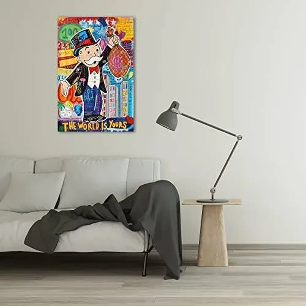 ALAYRA Graffiti Wall Art Money The World is Yours Poster Modern Office Decorative Posters Banksy Art Wall Art for Bedroom Artwork Monopoly Picture Print Poster 16x24inch Unframed 01 - Image 3