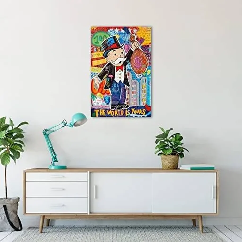 ALAYRA Graffiti Wall Art Money The World is Yours Poster Modern Office Decorative Posters Banksy Art Wall Art for Bedroom Artwork Monopoly Picture Print Poster 16x24inch Unframed 01 - Image 4