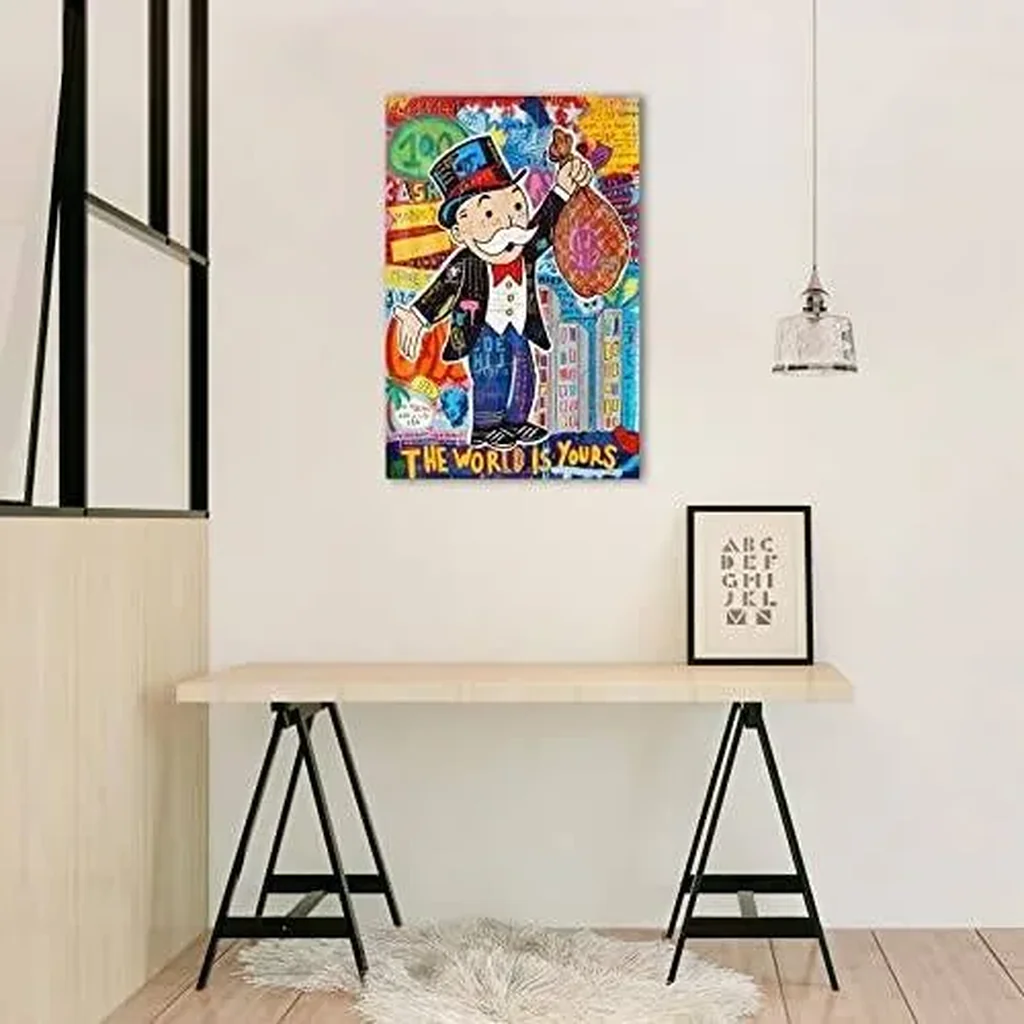 ALAYRA Graffiti Wall Art Money The World is Yours Poster Modern Office Decorative Posters Banksy Art Wall Art for Bedroom Artwork Monopoly Picture Print Poster 16x24inch Unframed 01 - Image 5