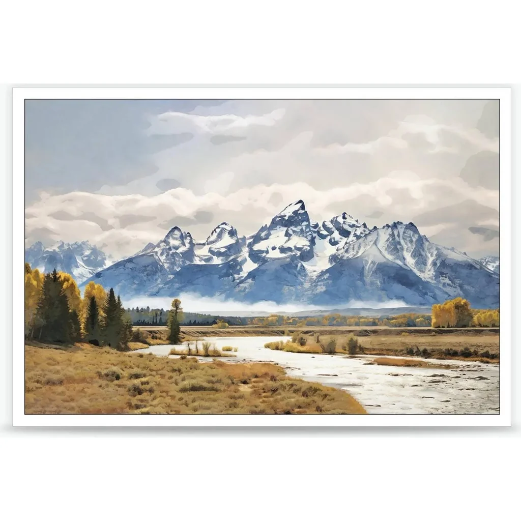 ALAYRA Grand Teton Mountains Colorful National Park Posters Towering Snow Capped Mountains Landscape Wall Art Culture For Home Bedroom Living Room Living Dorm Office Wall Decor 12x16in Unframed 01
