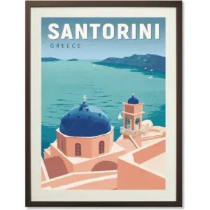 ALAYRA Greece Santorini City Landscape Travel Posters Vintage Room Decor Aesthetic Canvas Paintings for Bedroom Wall Art Home Decoration (20x28 inch) 01