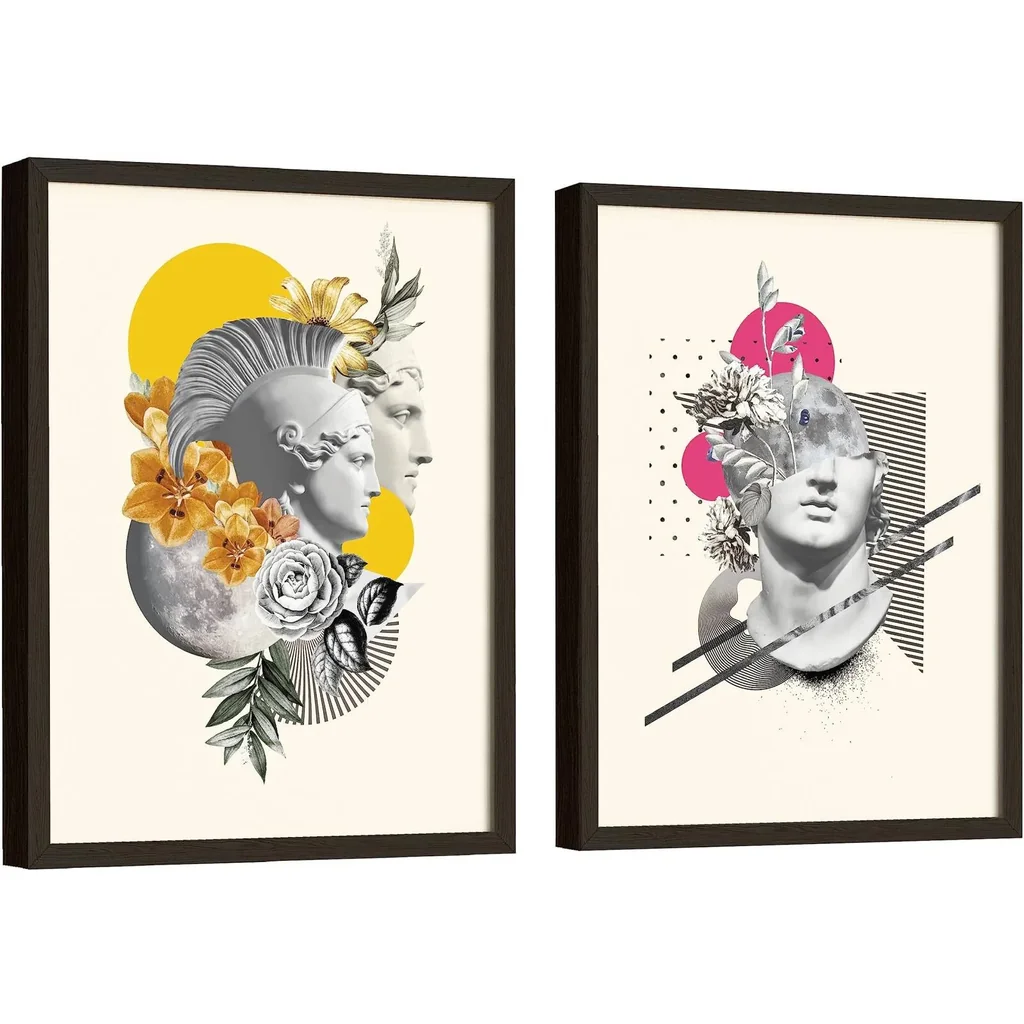 ALAYRA Greek Mythology Decor - 12x16 Ancient Greek Decor, Greek God Poster, Roman Head Sculpture Wall Prints, Abstract Greek Art Statue David Painting for Home Bedroom Decorations (UNFRAMED) 01