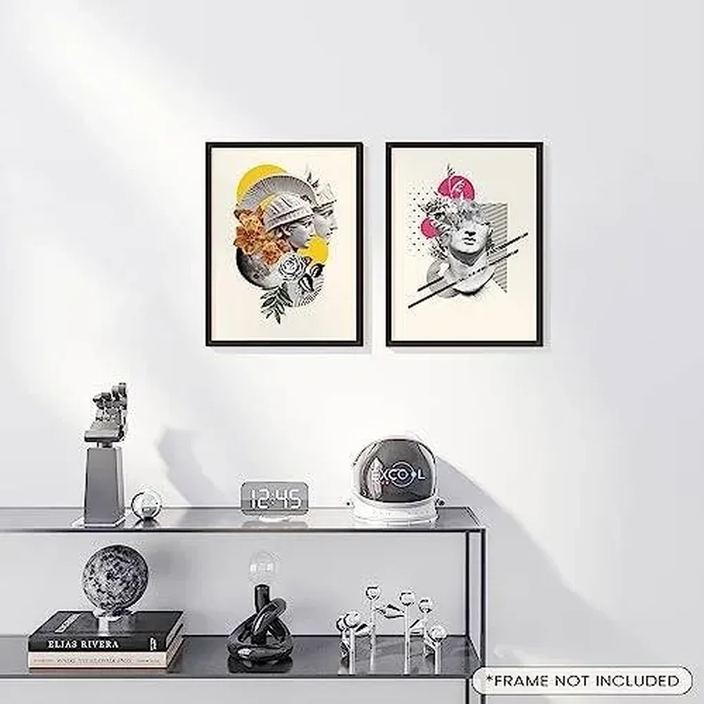 ALAYRA Greek Mythology Decor - 12x16 Ancient Greek Decor, Greek God Poster, Roman Head Sculpture Wall Prints, Abstract Greek Art Statue David Painting for Home Bedroom Decorations (UNFRAMED) 01 - Image 3