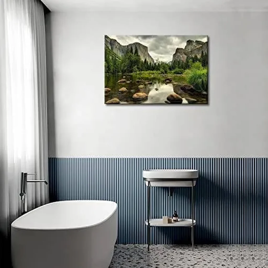 ALAYRA Green Wall Painting Yosemite National Park Clear Water Lake Mountain Trees Rocks Pictures Prints On Canvas Landscape The Picture Decor Oil For Home Modern Decoration Print For Items 01 - Image 3