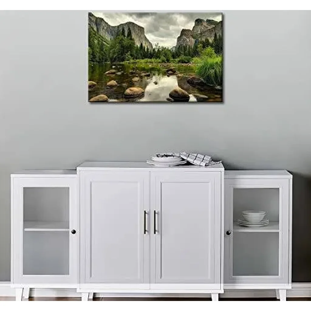 ALAYRA Green Wall Painting Yosemite National Park Clear Water Lake Mountain Trees Rocks Pictures Prints On Canvas Landscape The Picture Decor Oil For Home Modern Decoration Print For Items 01 - Image 4