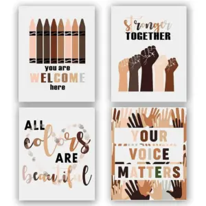 ALAYRA Growth Mindset Posters (11"X 14"), - Classroom Motivational Poster -Positive Classroom Decor - Diversity Posters, Equality Sign for Home. For Classroom, Nursery Decor, Set of 4 (No Frame 01