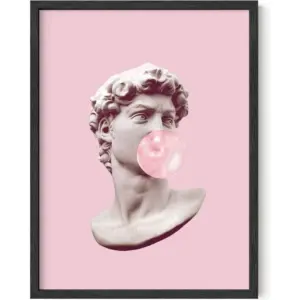 ALAYRA Gum Poster David Bubble Pop Art - By Pop Art Wall Decor Pink Pictures Wall Decor Pink Posters for Room Aesthetic Unframed Blush Pink Room Decor for Bedroom 12 x 16 (Pink David) 01