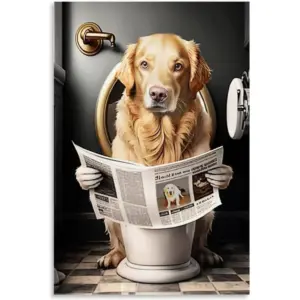 ALAYRA Gynaver Dog Poster Canvas Wall Art for Bathroom, Funny Graffiti Bedroom Wall Decor, Painting for Living Room, Restroom Picture 12x18inch(30x45cm) Unframe-style-3 01