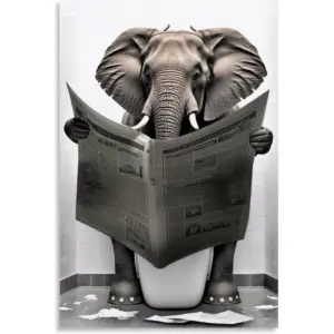 ALAYRA Gynaver Elephant Poster Canvas Wall Art for Bathroom, Funny Graffiti Bedroom Wall Decor, Painting for Living Room, Restroom Picture 12x18inch(30x45cm) Unframe-style-5 01