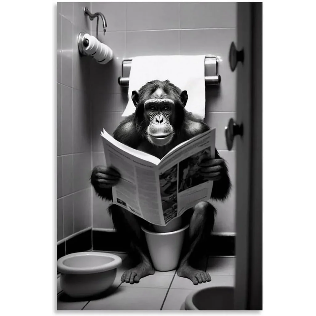 ALAYRA Gynaver Gorilla Poster Canvas Wall Art for Bathroom, Funny Graffiti Bedroom Wall Decor, Painting for Living Room, Restroom Picture 12x18inch(30x45cm) Unframe-style-7 01