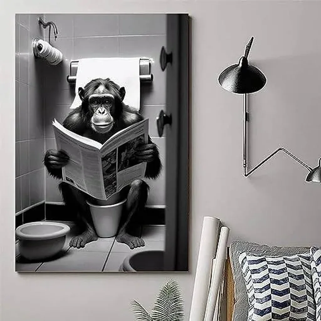 ALAYRA Gynaver Gorilla Poster Canvas Wall Art for Bathroom, Funny Graffiti Bedroom Wall Decor, Painting for Living Room, Restroom Picture 12x18inch(30x45cm) Unframe-style-7 01 - Image 5