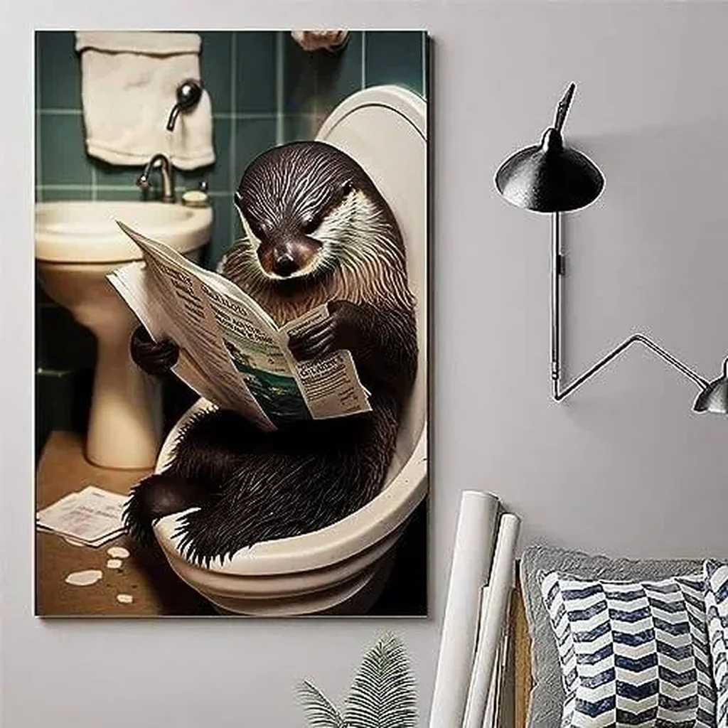 ALAYRA Gynaver Little Sea Otter Poster Canvas Wall Art for Bathroom, Funny Graffiti Bedroom Wall Decor, Painting for Living Room, Restroom Picture 12x18inch(30x45cm) Unframe-style 01 - Image 5