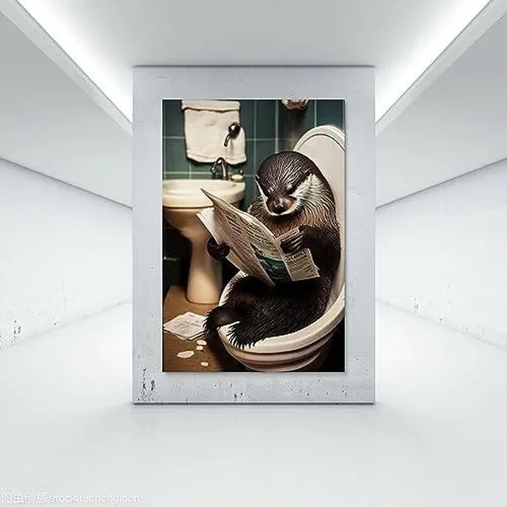 ALAYRA Gynaver Little Sea Otter Poster Canvas Wall Art for Bathroom, Funny Graffiti Bedroom Wall Decor, Painting for Living Room, Restroom Picture 12x18inch(30x45cm) Unframe-style 01 - Image 6