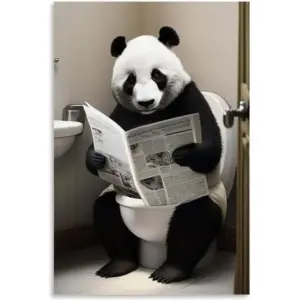 ALAYRA Gynaver Panda Poster Canvas Wall Art for Bathroom, Funny Graffiti Bedroom Wall Decor, Painting for Living Room, Restroom Picture 12x18inch(30x45cm) Unframe-style-1 01