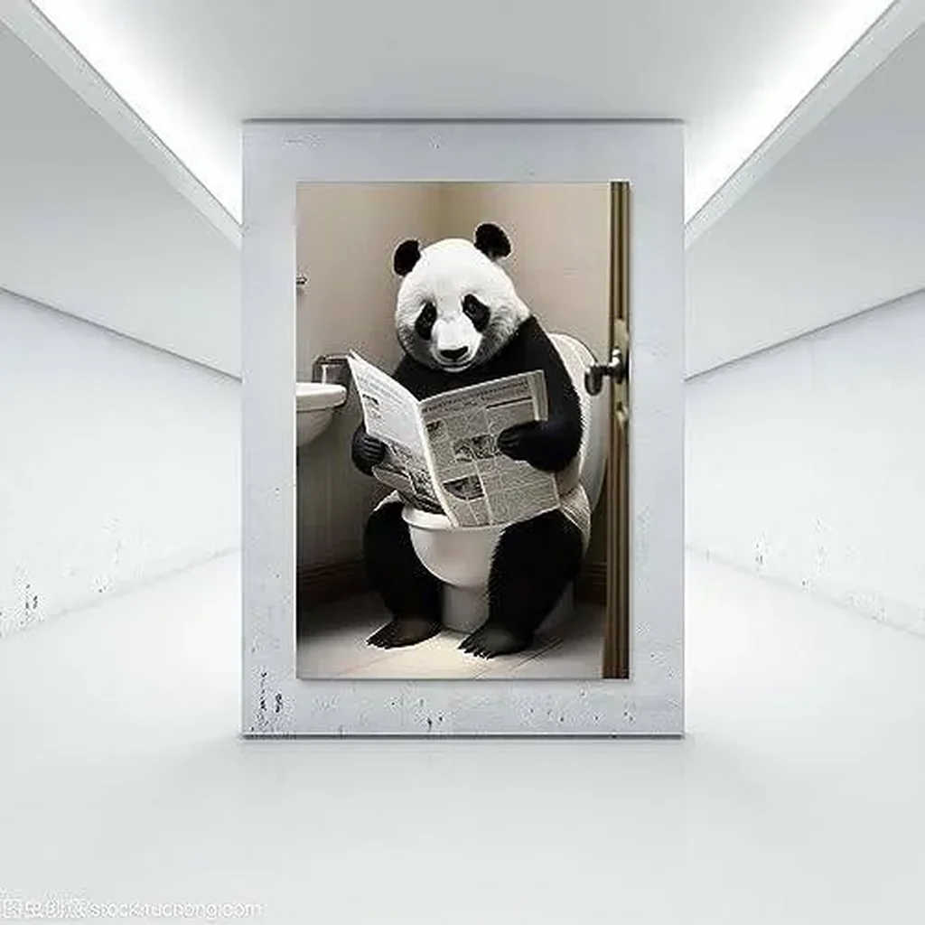 ALAYRA Gynaver Panda Poster Canvas Wall Art for Bathroom, Funny Graffiti Bedroom Wall Decor, Painting for Living Room, Restroom Picture 12x18inch(30x45cm) Unframe-style-1 01 - Image 6