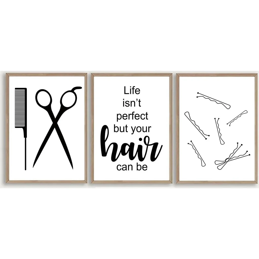 ALAYRA Hair Salon Decoration Hairdressing Scissors Hair Quote Posters and Prints Hairdresser Gift Beauty Salon Wall Art Canvas Painting Unframed (12x16Inch Unframed) 01