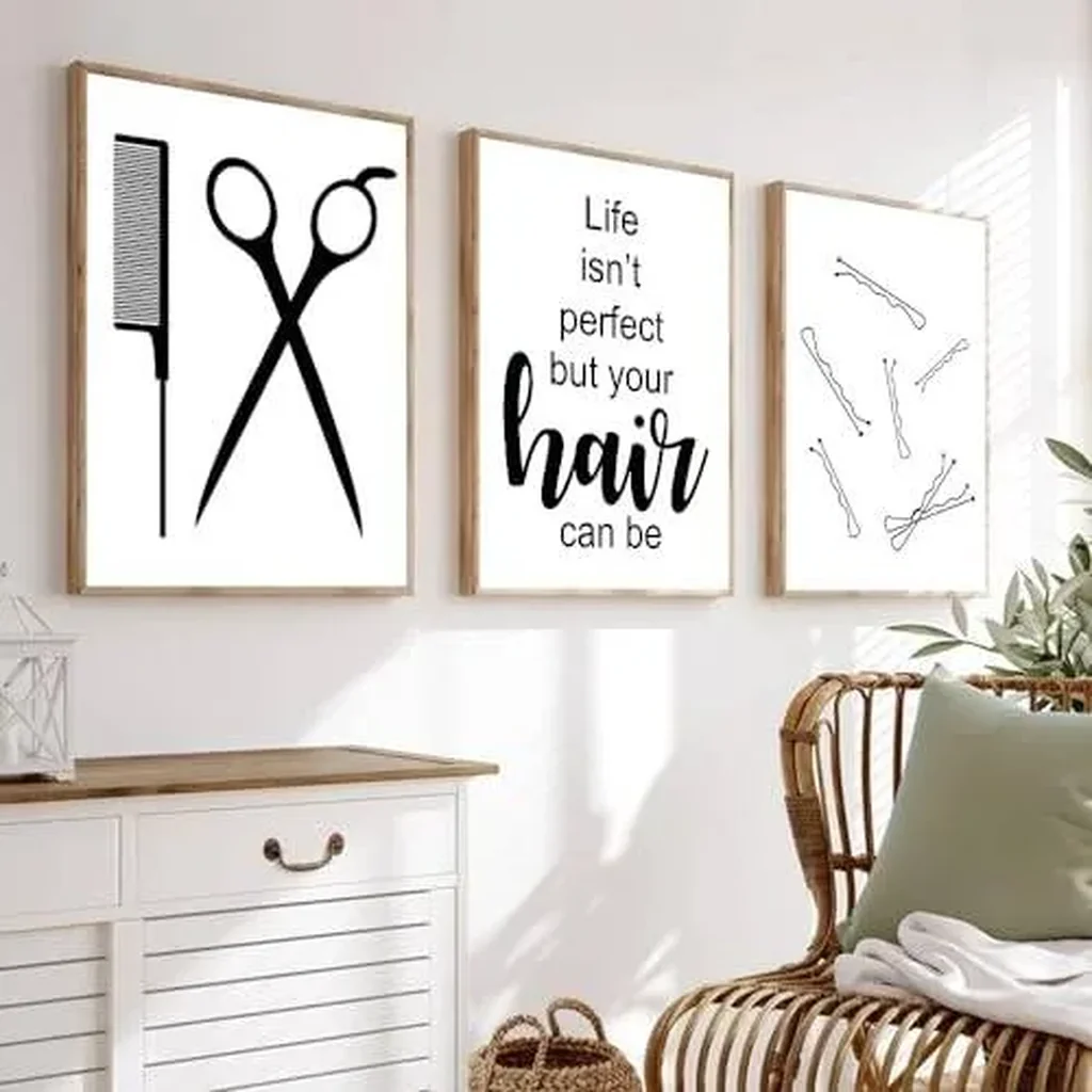 ALAYRA Hair Salon Decoration Hairdressing Scissors Hair Quote Posters and Prints Hairdresser Gift Beauty Salon Wall Art Canvas Painting Unframed (12x16Inch Unframed) 01 - Image 3