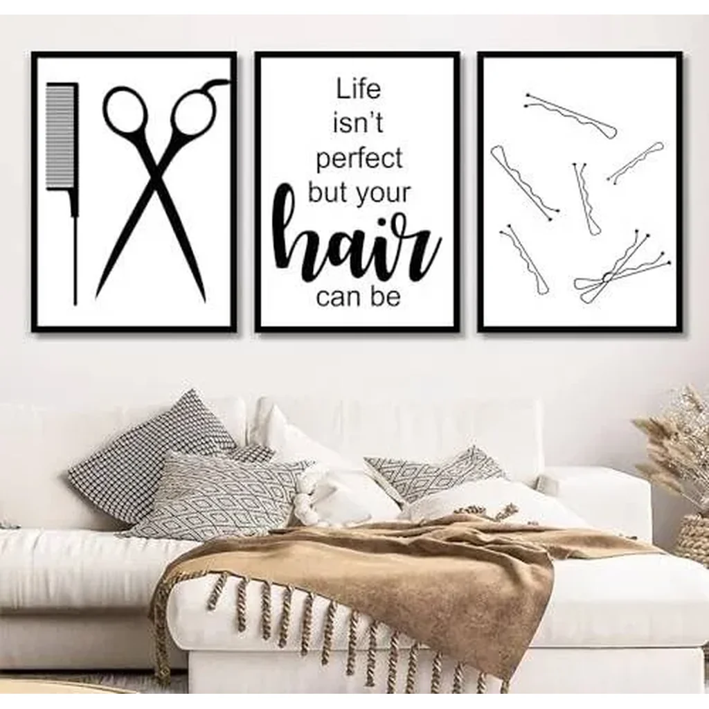 ALAYRA Hair Salon Decoration Hairdressing Scissors Hair Quote Posters and Prints Hairdresser Gift Beauty Salon Wall Art Canvas Painting Unframed (12x16Inch Unframed) 01 - Image 4