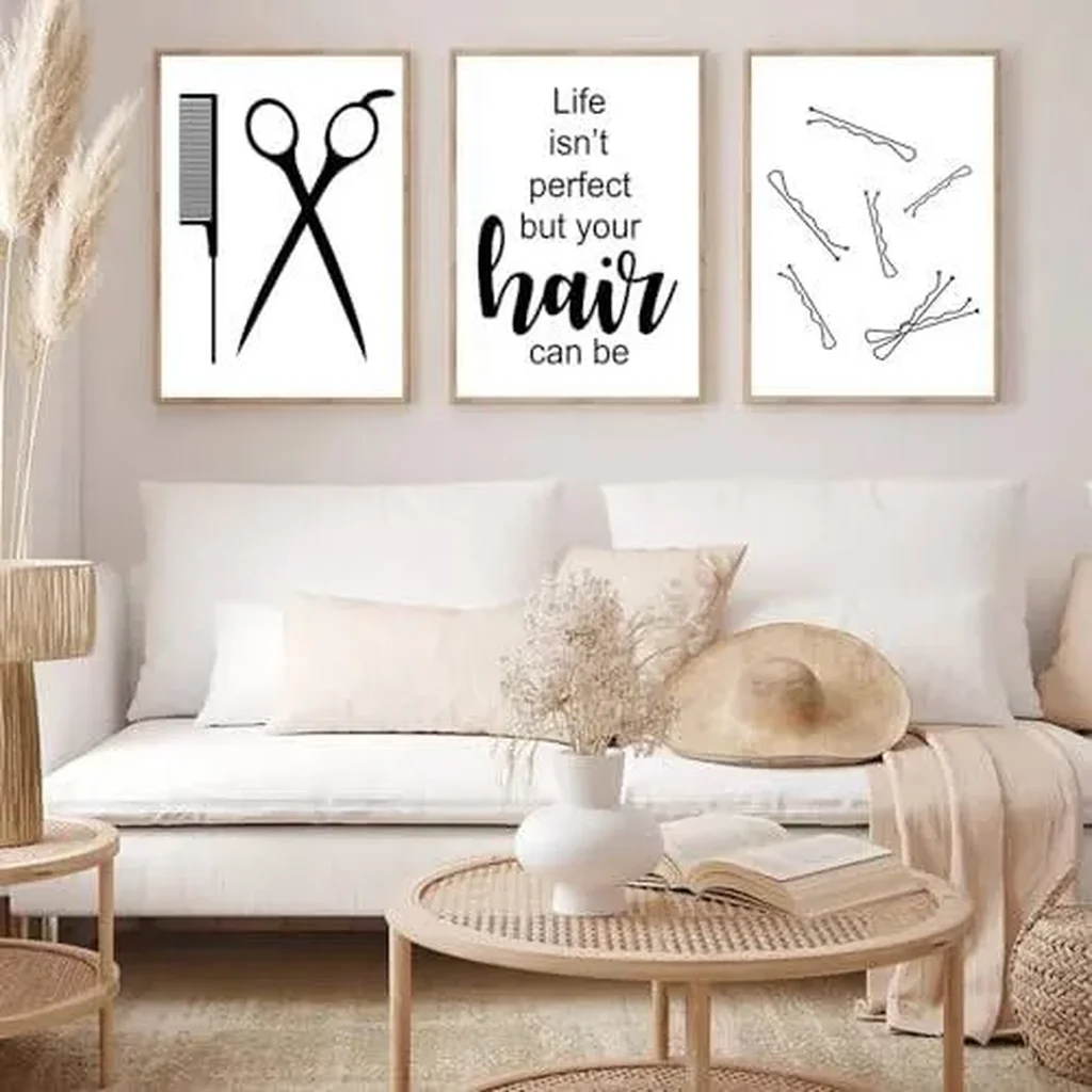 ALAYRA Hair Salon Wall Art Beauty Salon Pictures Wall Decor Fashion Hairdressing Scissors Hair Quote Posters And Prints Barbershop Canvas Wall Art for Hairdresser Haircut Tools Wall Art Unframed 01 - Image 3