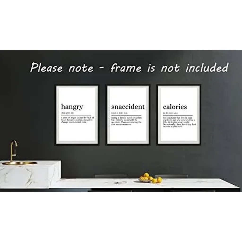 ALAYRA Hangry Snaccident Calories Quote set of 3 Unframed Kitchen Home Wall Art Decor, Hungry Kitchen Quote (A4) 01 - Image 2