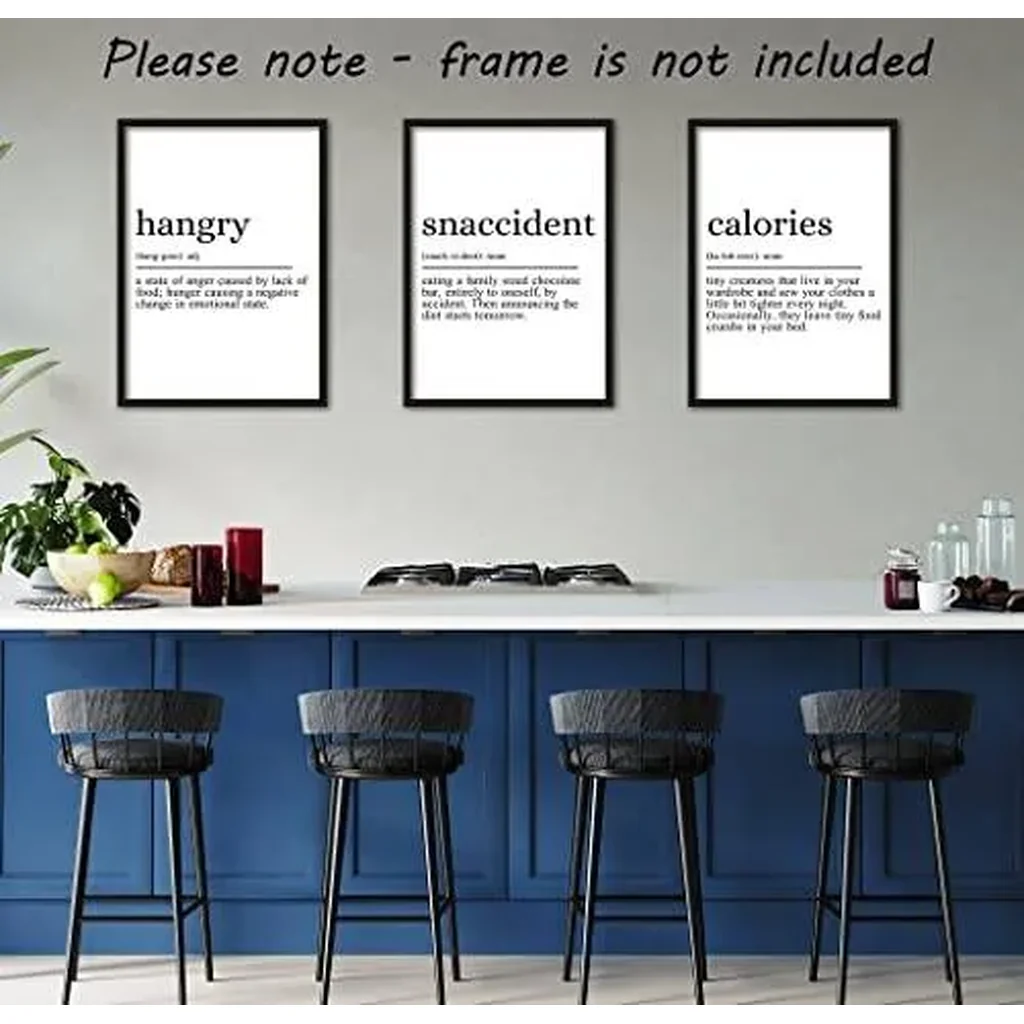 ALAYRA Hangry Snaccident Calories Quote set of 3 Unframed Kitchen Home Wall Art Decor, Hungry Kitchen Quote (A4) 01 - Image 4