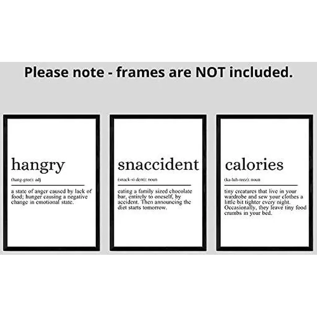 ALAYRA Hangry Snaccident Calories Quote set of 3 Unframed Kitchen Home Wall Art Decor, Hungry Kitchen Quote (A4) 01 - Image 6