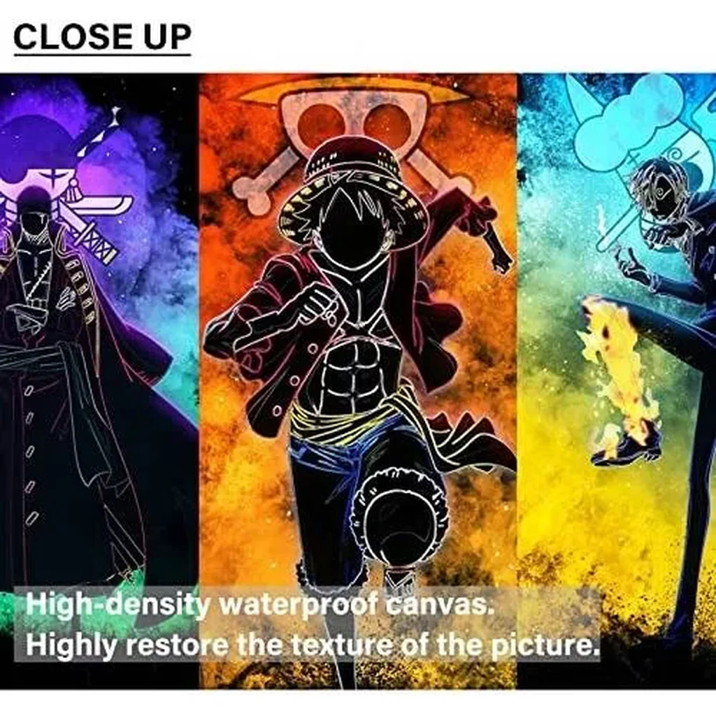 ALAYRA Hanyosa Anime One Piece Poster 5 Piece Canvas Wall Art Luffy Zoro Nami Sanji Usopp Print Painting Picture Artwork for Home Room Decoration Boy Gift 60x32inch (Unframed, ANIME-03) 01 - Image 4