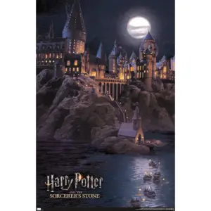 ALAYRA Harry Potter And The Sorcerer'S Stone - Hogwarts At Night Wall Poster, 34L" x 22.4W", Premium Unframed Version 01