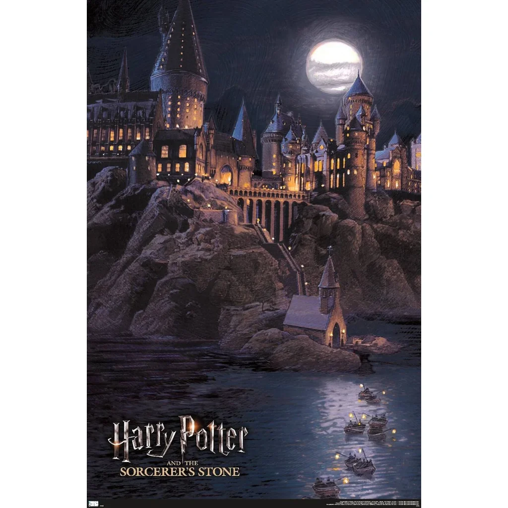 ALAYRA Harry Potter And The Sorcerer'S Stone - Hogwarts At Night Wall Poster, 34L" x 22.4W", Premium Unframed Version 01