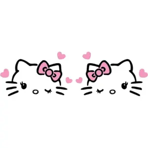 ALAYRA Hello Kitty with Hearts Rearview Mirror Sticker Vinyl Decal for Bumper & Car Window Sticker for Cars, Laptops, MacBook Trucks and More - Colour - Black n Pink - Size - 4.4" x 2.6" 01