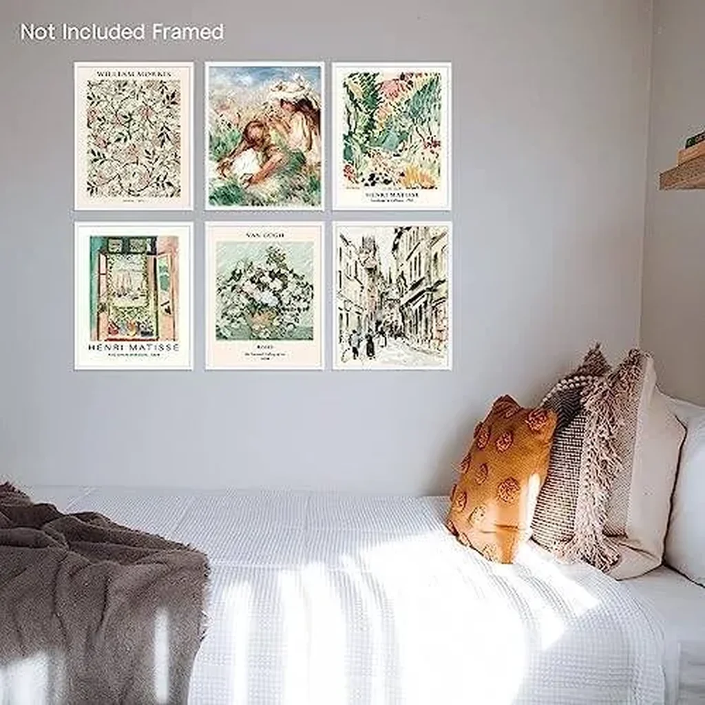 ALAYRA Henri Matisse Canvas Wall Art Set of 6 Unframed 11x14 Inch, Famous Artists Wall Art Prints Fine Art Reproductions Flower Poster Painting Wall Decor Aesthetic for Living room Bathroom Offce Deco - Image 2