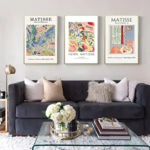 ALAYRA Henri Matisse Prints Aesthetic Pictures Mid Century Modern Wall Art Canvas Gallery Abstract Green Plants La Japonaise Still Life Pomegranates Vintage Travel Poster 20x28 Inchx3 Unframed (A) 01