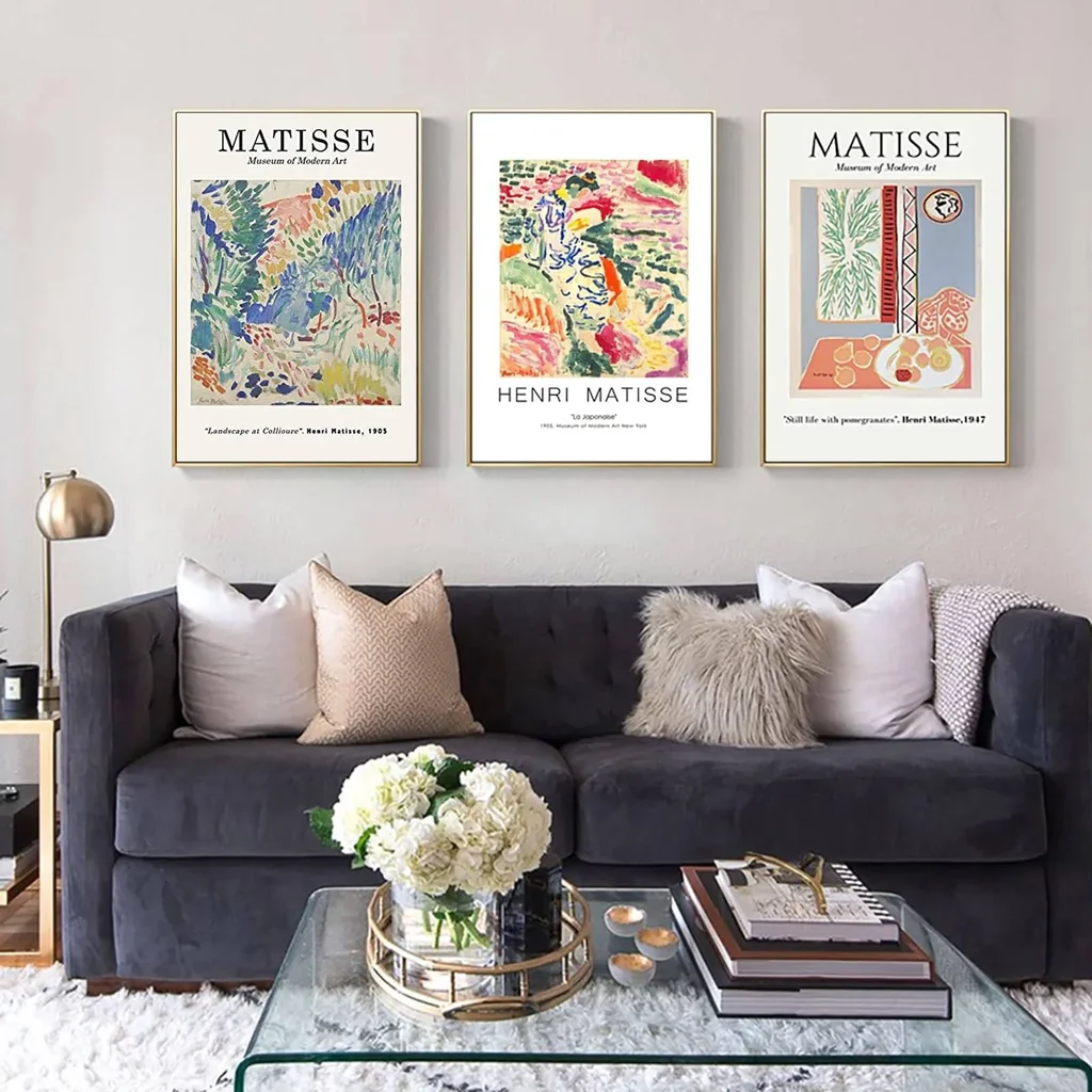 ALAYRA Henri Matisse Prints Aesthetic Pictures Mid Century Modern Wall Art Canvas Gallery Abstract Green Plants La Japonaise Still Life Pomegranates Vintage Travel Poster 20x28 Inchx3 Unframed (A) 01