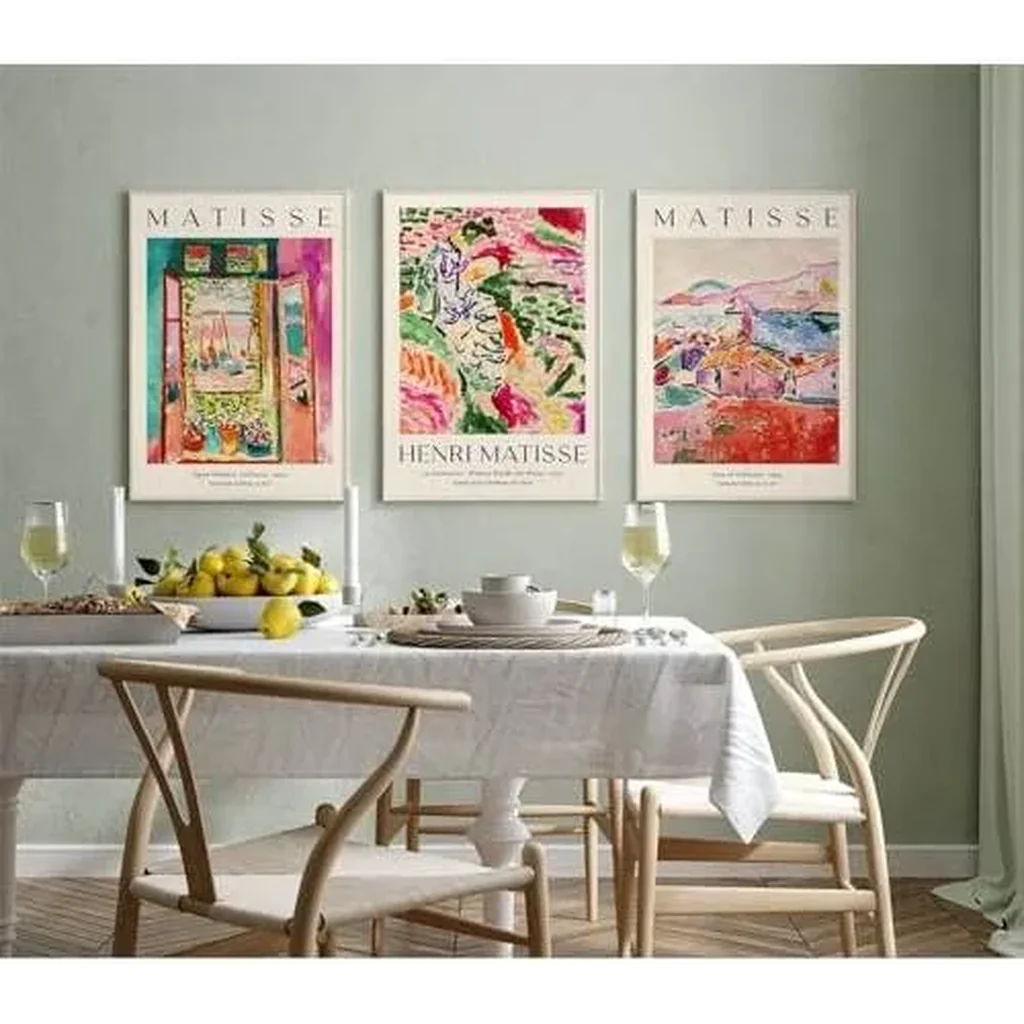 ALAYRA Henri Matisse Wall Art Prints Set of 3 Abstract Pink Flower Art Exhibition Posters for Room Bedroom 16x24 Inch Unframed 01 - Image 2