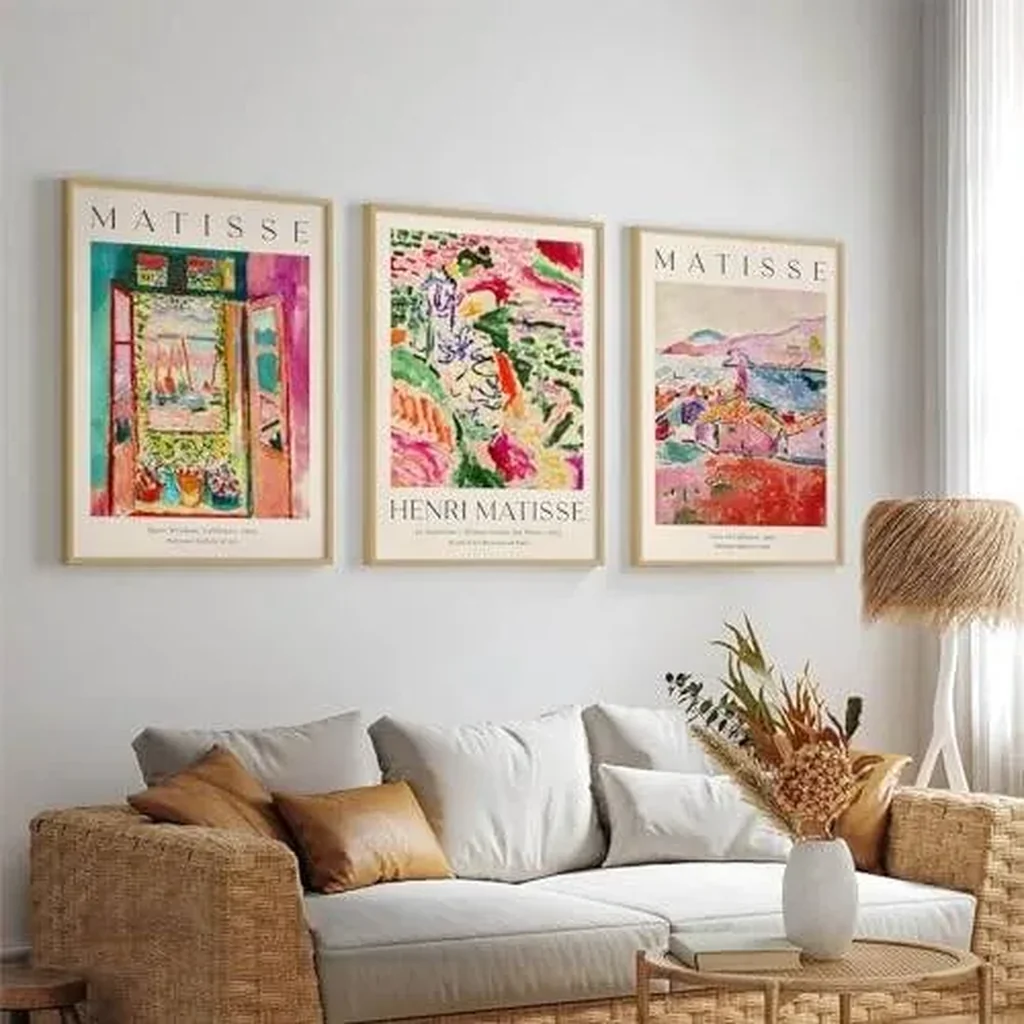 ALAYRA Henri Matisse Wall Art Prints Set of 3 Abstract Pink Flower Art Exhibition Posters for Room Bedroom 16x24 Inch Unframed 01 - Image 3