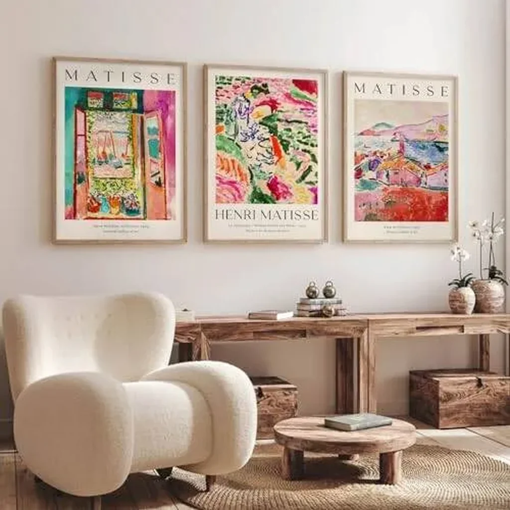 ALAYRA Henri Matisse Wall Art Prints Set of 3 Abstract Pink Flower Art Exhibition Posters for Room Bedroom 16x24 Inch Unframed 01 - Image 4