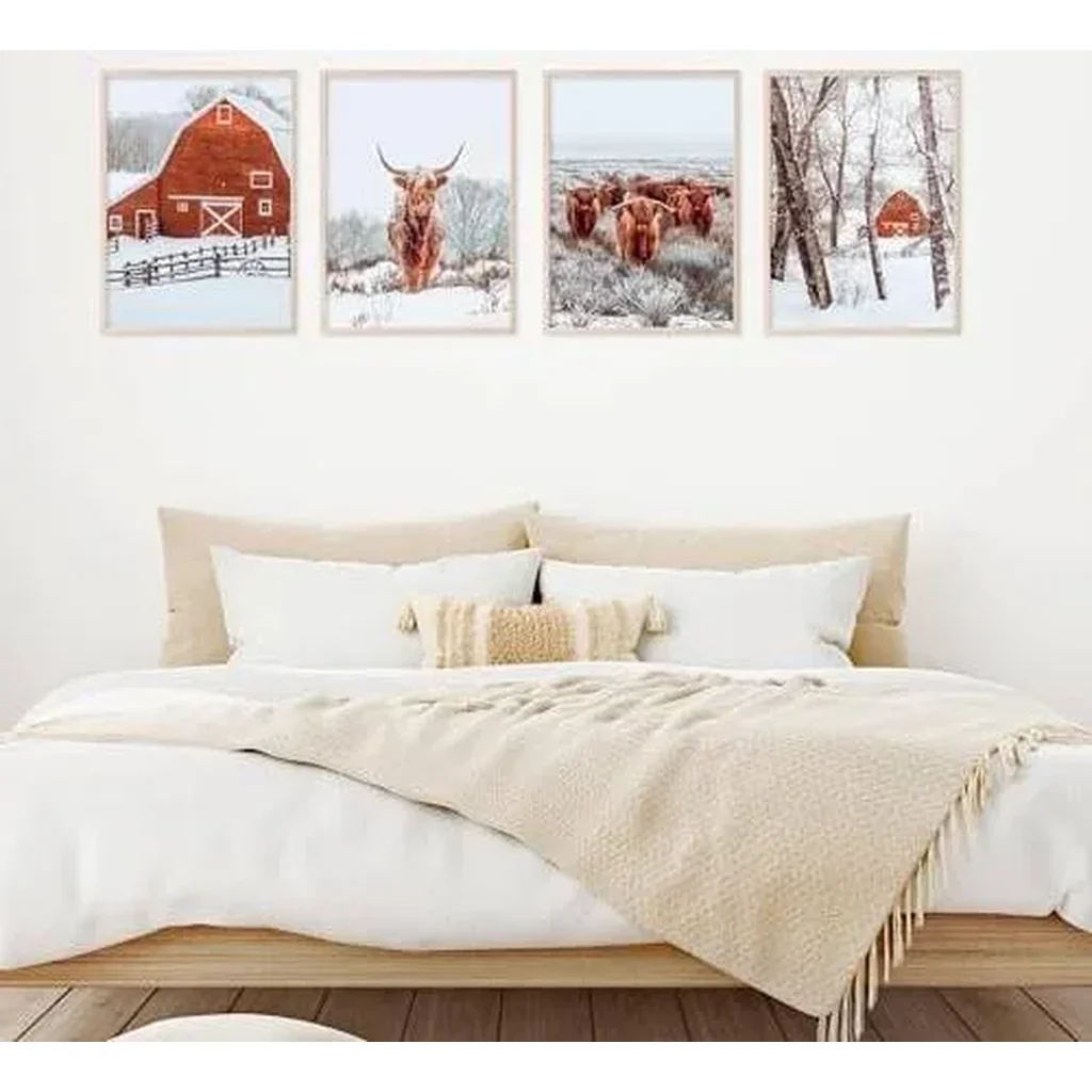 ALAYRA Highland Cow Decor Posters, Farmhouse Bathroom Decor, Farmhouse Wall Art, Highland Cow Wall Art - Unframed Set of 4 (8x10) 01 - Image 5