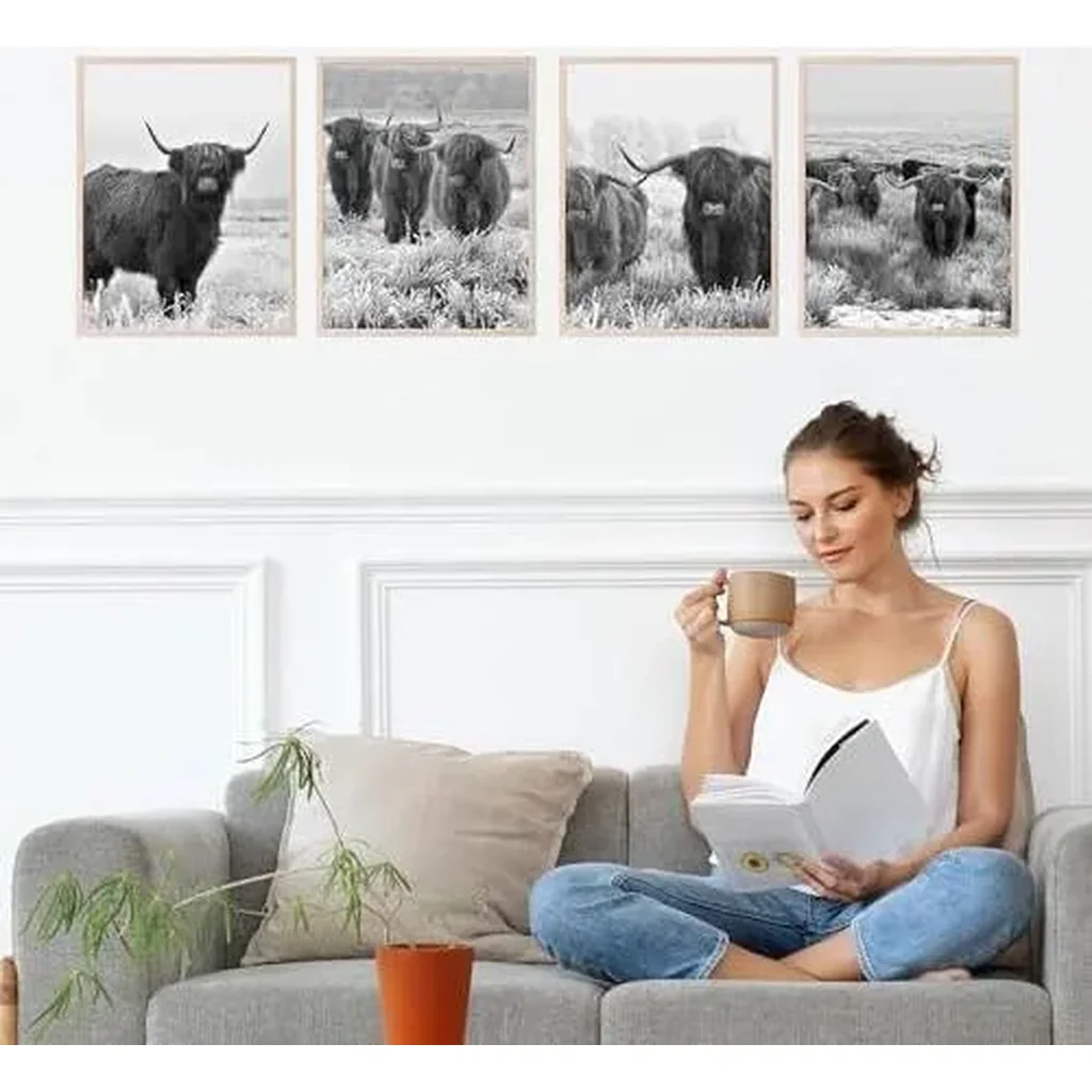 ALAYRA Highland Cow Pictures Wall Decor, Wall Art Poster, Highland Cow Picture - Unframed (8x10) 01 - Image 4