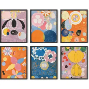ALAYRA Hilma Af Klint Wall Decor - Set of 6 Famous Art Prints, Vintage Wall Prints, Famous Paintings Wall Art, Artist Posters For Room Aesthetic, Geometric Wall Print, (8x10, Unframed) 01