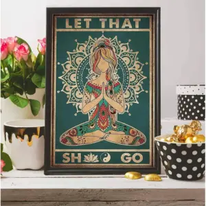 ALAYRA Hippy Girl Wall Art Canvas Prints - Yoga Wall Art Vintage Hippie Poster Meditation Wall Art Yoga Pictures Wall Decor Yoga Inspirational Artwork for Bedroom Studio 12x18 Inch Unframed 01