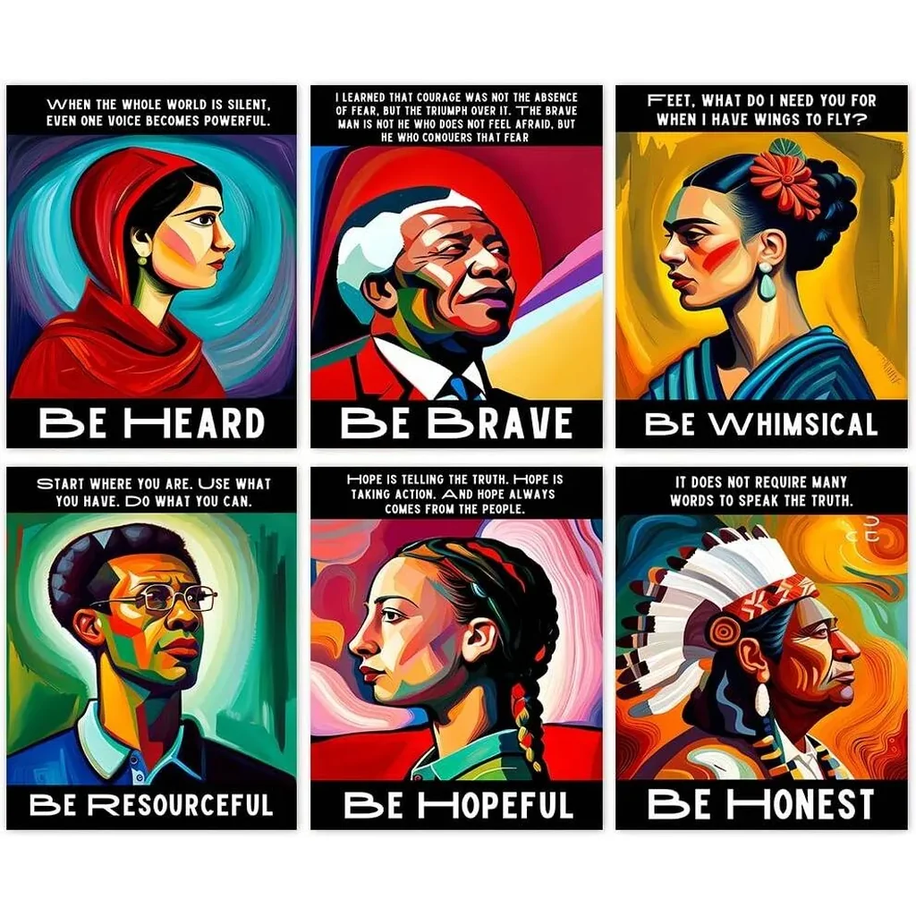 ALAYRA History classroom decoration, History Posters to Inspire, Celebrity Quote Poster, Influential People Teaching Resources and Classroom DecorationHistory Classroom Decorations, Set of 6 (8"X10")N