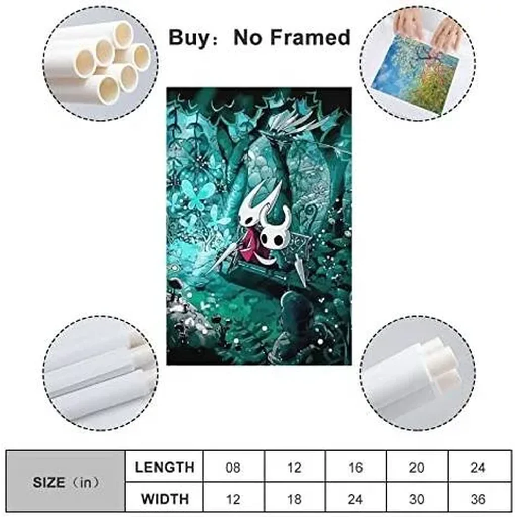 ALAYRA Hollow Knight Posters & Prints on Canvas Wall Art Poster for Room Decor Unframe 12x18inch(30x45cm) 01 - Image 3