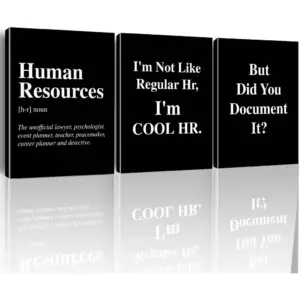 ALAYRA Human Resources Office Decor HR Wall Art Canvas Prints Framed Artwork Home Office Living Room Decorations, HR Gifts, 3 Panels, Black 01