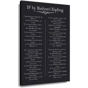ALAYRA IF You Can Keep Your Head Rudyard Kipling Poem Motivational Wall Art Quotes Inspirational Canvas Prints Black Poster Picture Modern Decor Painting Unframed 12x18 inch (No Framed -Canvas Poster)