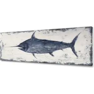 ALAYRA Indigo Blue Swordfish Canvas Wall Art Painting Pictures For Bathroom Decor (16Wx48L) 01