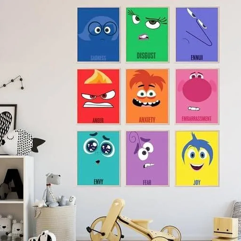 ALAYRA Inside Out 2 Poster - Inside Out Characters Joy Anger Anxiety Fear Envy Sadness, Feelings and Emotions Posters For Classroom, Elementary Classroom Wall Decor - Unframed Set of 9 (8x10) 01 - Image 2