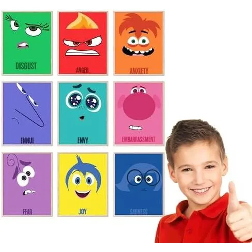 ALAYRA Inside Out Character Wall Art - Sadness, Joy, Fear, Envy, Anger, and Anxiety Posters, Classroom Decorations, Emotion Posters for classroom, Emotional Faces Art -Unframed Set of 9 (8x10) 01 - Image 2