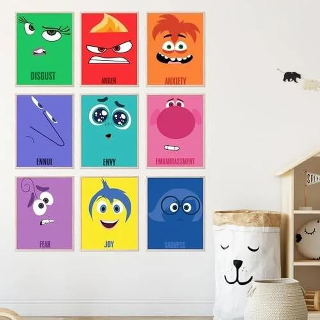 ALAYRA Inside Out Character Wall Art - Sadness, Joy, Fear, Envy, Anger, and Anxiety Posters, Classroom Decorations, Emotion Posters for classroom, Emotional Faces Art -Unframed Set of 9 (8x10) 01 - Image 3