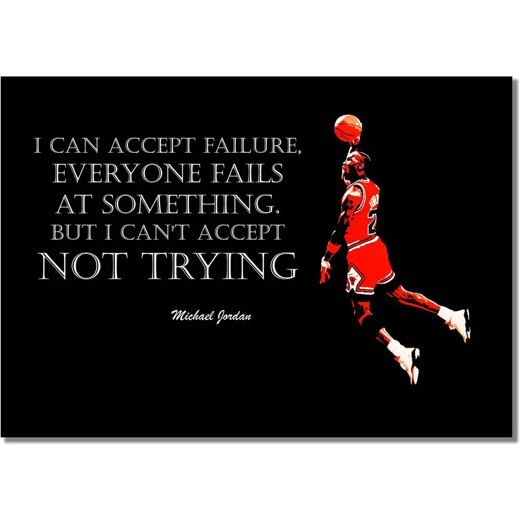 ALAYRA Inspirational Basketball Michael Jordan 3 A3 Unframed Train Hard Sport Player Quote Black and White Poster Motivation 01